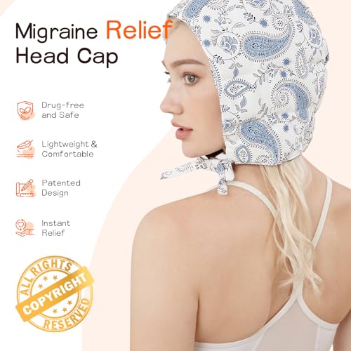 Hihealer Chapéu para Alívio de Dor de Cabeça com Almofada de Aquecimento para Micro-Ondas – Envoltór