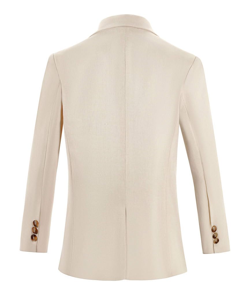 Jungen-Leinenanzug für Sommer, Strand, Hochzeit, 2-teilig, formelle Anzüge, Spitzrevers, Blazer, Hose, Weste, Kinder-Hochzeitsanzug