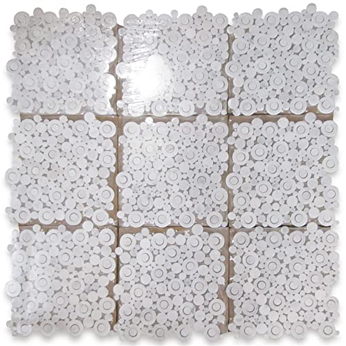 Stone Center Online Carrara White Marble Circle Bubble Mosaic Tile Honed Kitchen Bath Wall Floor Backsplash Shower (1 Sheet) #TOP3