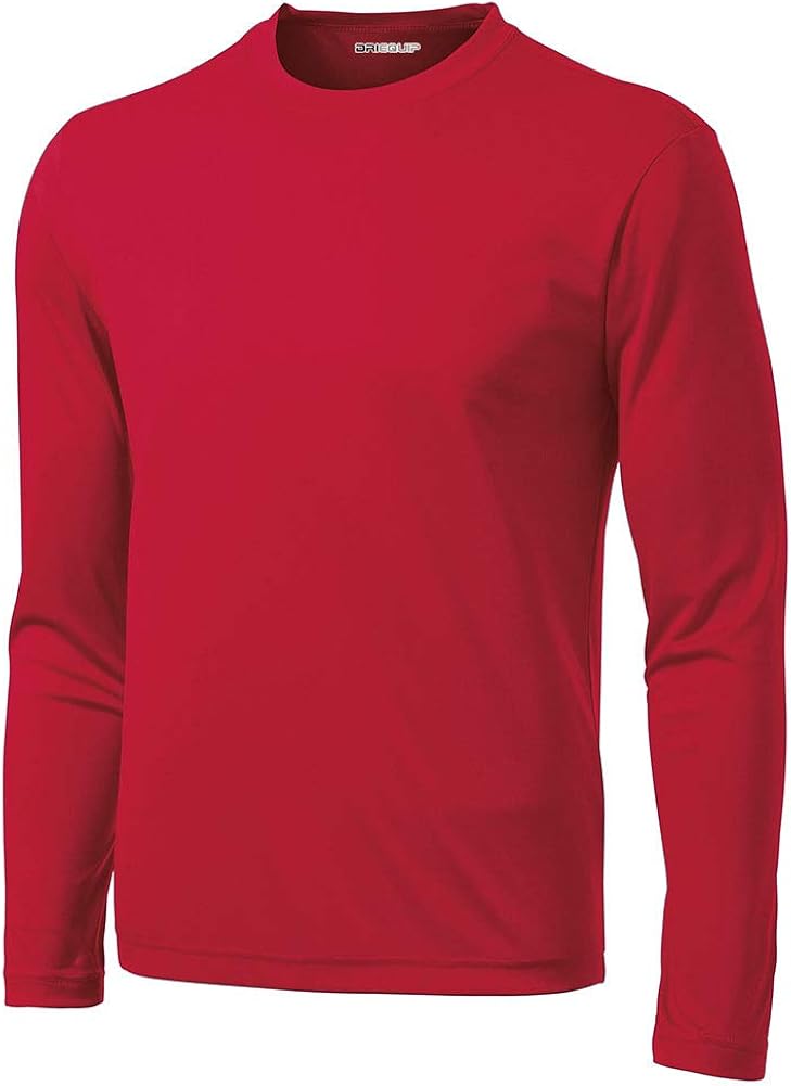 DRI-Equip Long Sleeve Moisture Wicking Athletic Shirts X-Small True Red