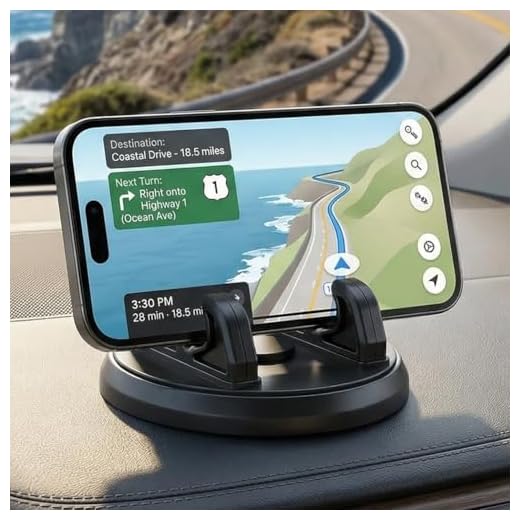 1-Pack Silicone Car Phone Holder Mount, 360° Rotatable Dashboard Stand with Spring Snap Design, Non-Slip Adhesive Base for Smartphones, Avoid Sun Glare