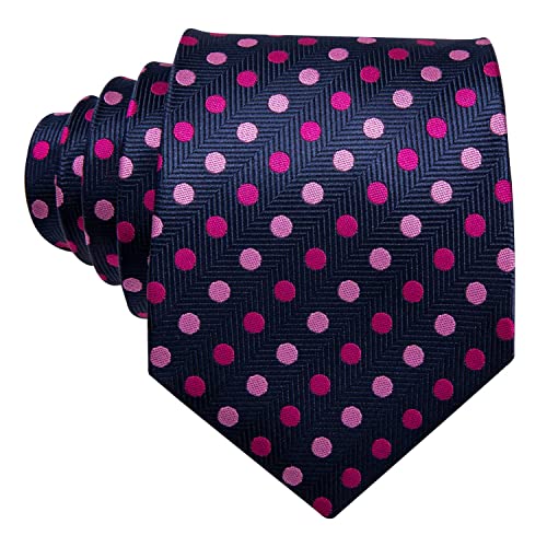 Image of Barry.Wang Ties for Men Silk Tie Sets Polka Dot Woven Necktie Pocket Square Cufflinks Business Wedding