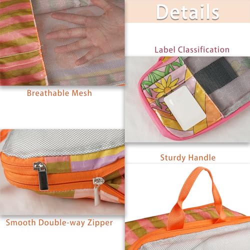 7 Pcs Compression Packing Cubes for Travel Luggage, Lightweight Suitcase Organizer Bags Set, Compression Packaging Cube for Travel Essentials, Packing Cubes for Carry on Suitcase4