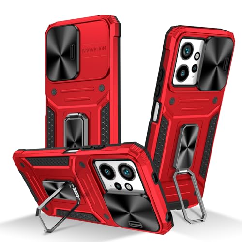 Xiaomi Redmi Note12 4G/5G�P�[�X�Ή��A�X���C�h�J�����J�o�[�A���^�������O�L�b�N�X�^���h�A�~���^���[�O���[�h�̑ϏՌ��n�[�hPC���ϋv�ی�P�[�X�t��(RED)