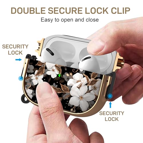 Image of Maxjoy for AirPods Pro 2nd /1st Generation Case with Lock, Cute AirPods Pro 2 Case Lock Protective Hard AirPod Pro Cover for Women Men with Keychain for Airpod Pro (2023 /2022 /2019), Flower