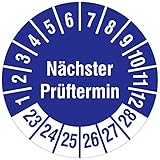 Labelident Mehrjahresprüfplaketten Nächster Prüftermin 2023-2028 - Ø 20 mm - 216 widerstandsfähige Prüfplaketten in der Packung, Polyester, Prüfetiketten blau