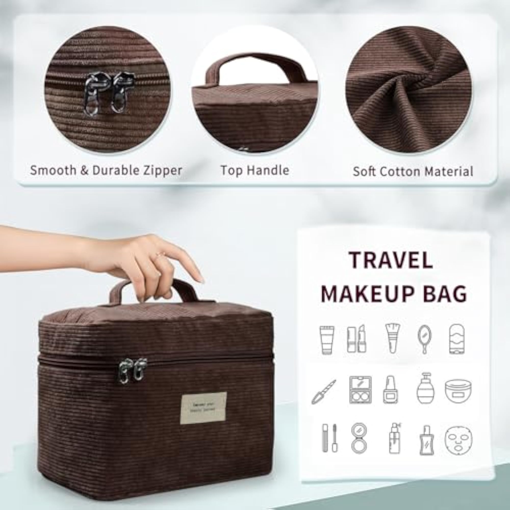 4 Pcs Corduroy Makeup Bag Set, Aesthetic Cute Bags