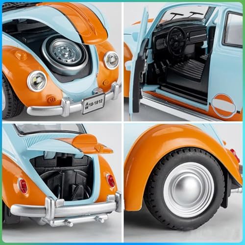 Image of 1:18 Beetletoy Car Vintage Car Die Cast Metal Model Cars With Light Sound Pullback Openable Door Cars Toy, 3+ Years, Multicolor