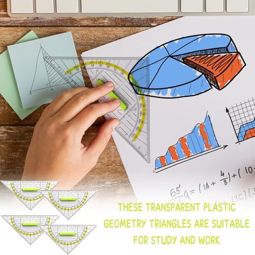 4 Pcs Geodreieck mit Griff - Geodreieck 14cm, Geodreieck Klein, Dreieck Lineal, Geodreieck Grundschule