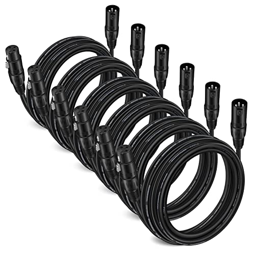 Moukey 25ft XLR Microphone Cables (6-Pack)