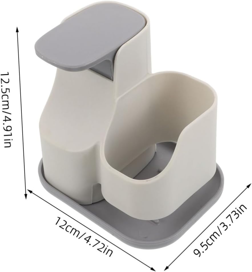 STOBAZA Kitchen Soap Dispenser with Sponge Holder 2-in-1 Space-Saving Design Plastic Liquid Soap Pump with Stable Base and Built-in Organizer for Kitchen Sink and Bathroom
