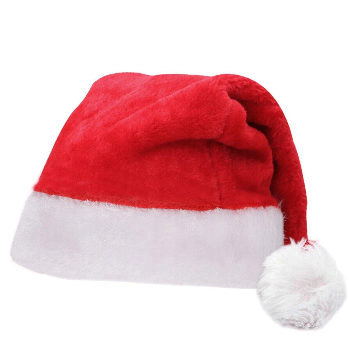 Shatchi Deluxe Red Plush Santa Claus Father Christmas Hat With White Fur Trim And Bobble from B&Q