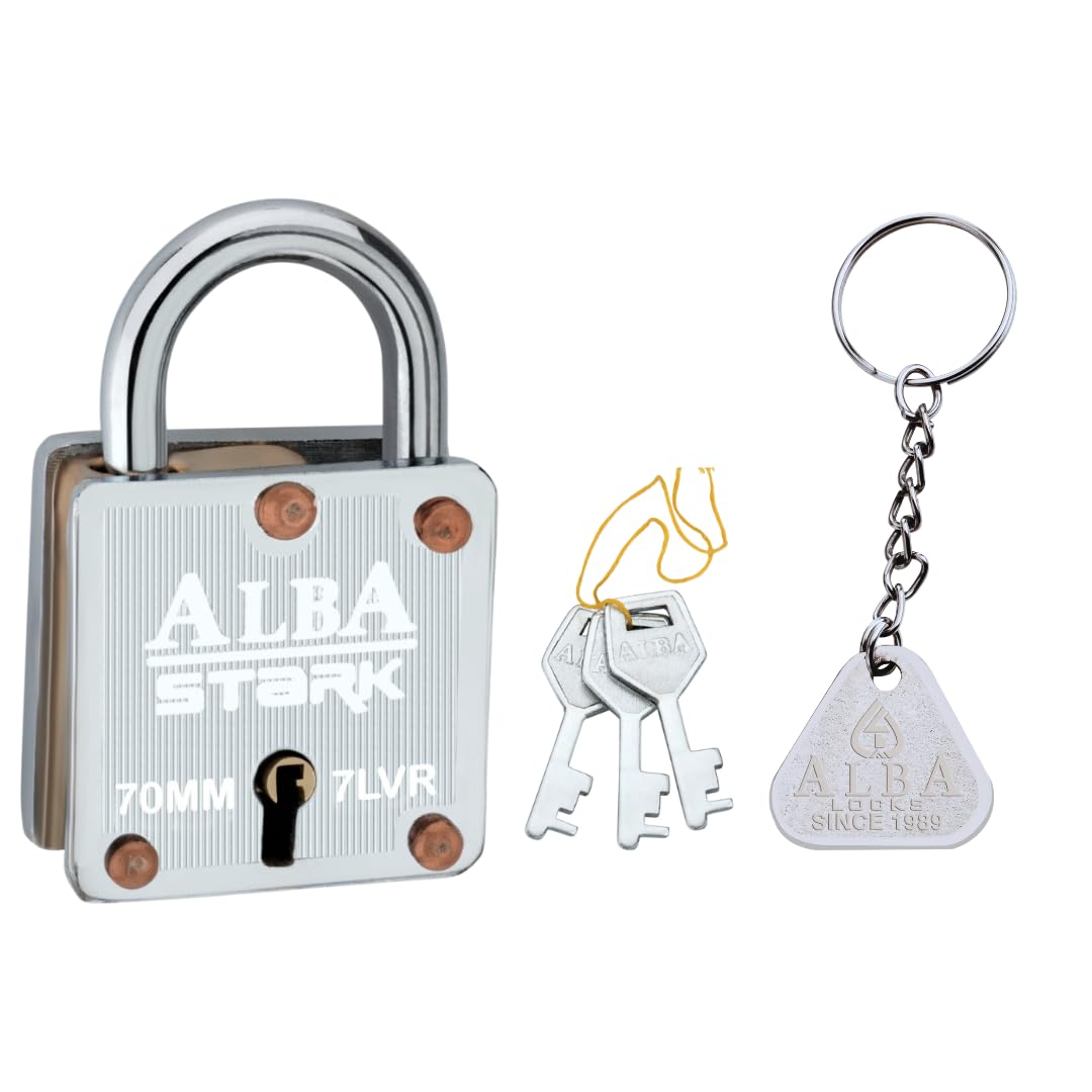 Alba Secure Padlock 70mm for Main Door & Gate | Heavy Duty Lock for Shutters, Shops, Offices & Toolbox | Corrosion Resistant Shackle | Silver Finish | 10 Year Warranty-image-37