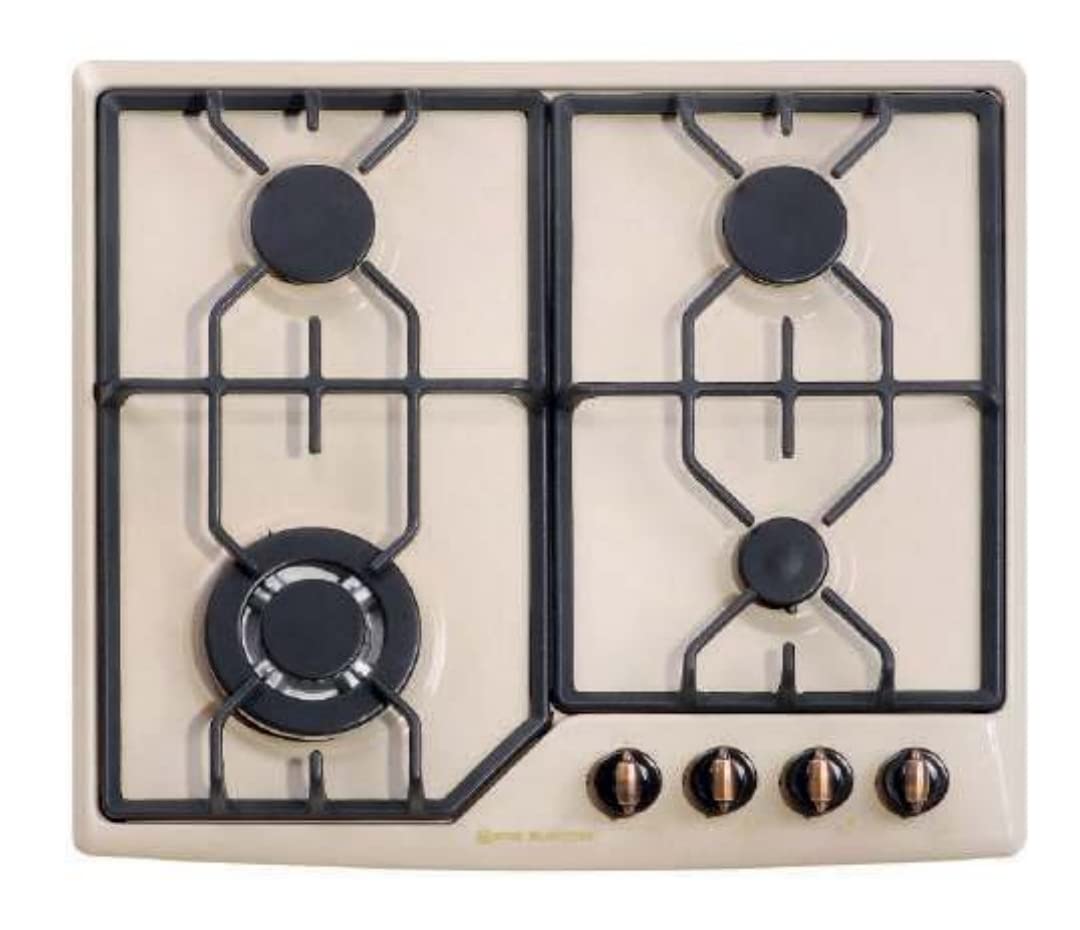 EAS ELECTRIC SMART TECHNOLOGY | EMH46RC | Encimera de gas 4 fuegos | Color Crema | 60 cm | Gas butano y Gas Natural | Autoencendido | Estilo Rústico | Válvula de seguridad en quemadores