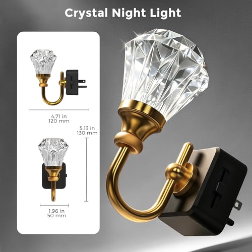 Image of L LOHAS LED Night Lights Plug into Wall,3000K Soft White Floral Night Lights with Auto Sensor, 0-100lm Adjustable Brightness, Rotatable Plug in Nightlight for Bedroom, Nursery, Hallway, Gift,2 Pack