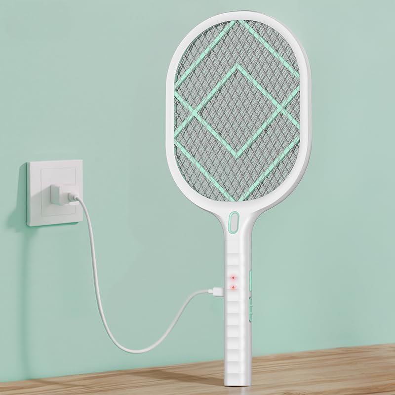 Halohop Mosquito Killer Racket, Rechargeable Electric Mosquito Bat with Type C, 1200mAh Long-Lasting Battery, Mosquito Racket with with Torch Light, 3