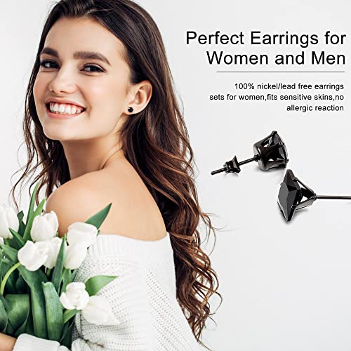 12 Pairs Stainless Steel Earrings for Women with Cubic Zirconia Small Stud Earrings for Men Hypoallergenic Tiny Studs Earrings Multipack Trendy Silver Small Stud Earrings2
