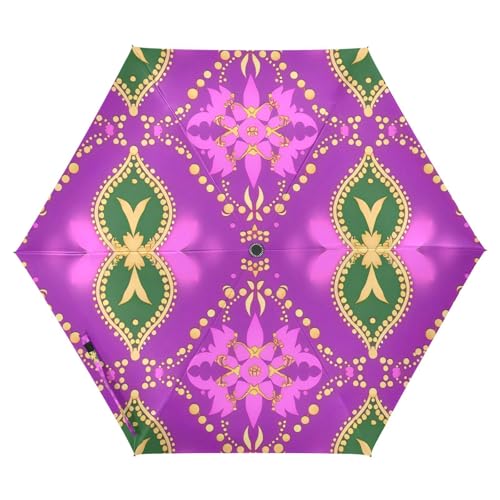 EtherSpher Purple Green Mystery Boho umbrella automatic 39 Inch Wind Resistant auto open close Umbrella For Golf for special designed and strong Outdoor Defence Accessories sombrilla de