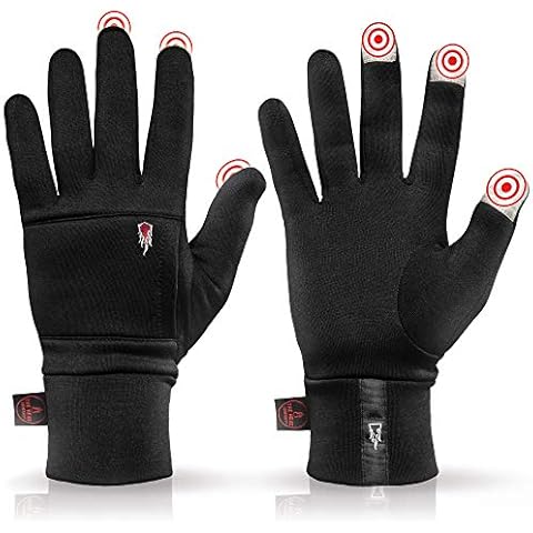 THE HEAT COMPANY - POLARTEC LINER - Warm Touch Screen Gloves For Women & Men - Quality From The Alps - Black Winter Gloves - Perfect Thermal Gloves For Cycling, Running & Work - Size 8 Cover