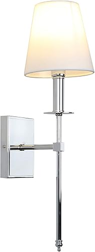 Miniatura 10 de PERMO Aplique de pared industrial rústico clásico con pantalla textil blanca acampanada y soporte de columna cónico de latón antiguo