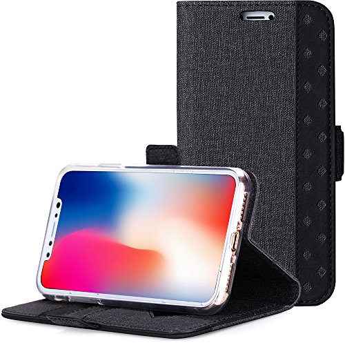 ProCase iPhone Xs Case iPhone X Case, Folio Folding Wallet Case with Card Holder, Flip Cover Protective Case for 5.8 inch Apple iPhone Xs (2018) / iPhone X (2017) -Black