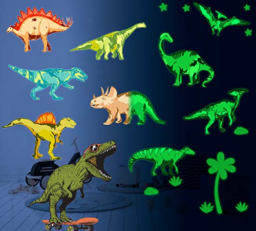 Favensen Dinosaur Wall Decals Glow in The Dark Large Dinosaur Wall Stickers for Boys Room Cool Dinosaurs Wall Decals for Kids Girls Bedroom, Living Room Wall Decoration Perfect Gifts