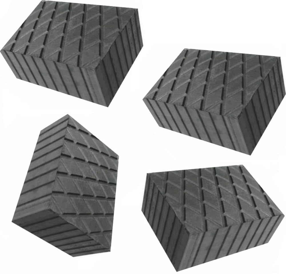 Set 4 Tamponi Gomma per Ponte Sollevatore auto dimensioni 160x120x80mm, supporti in gomma Alta Portata, fabbricati in Italia