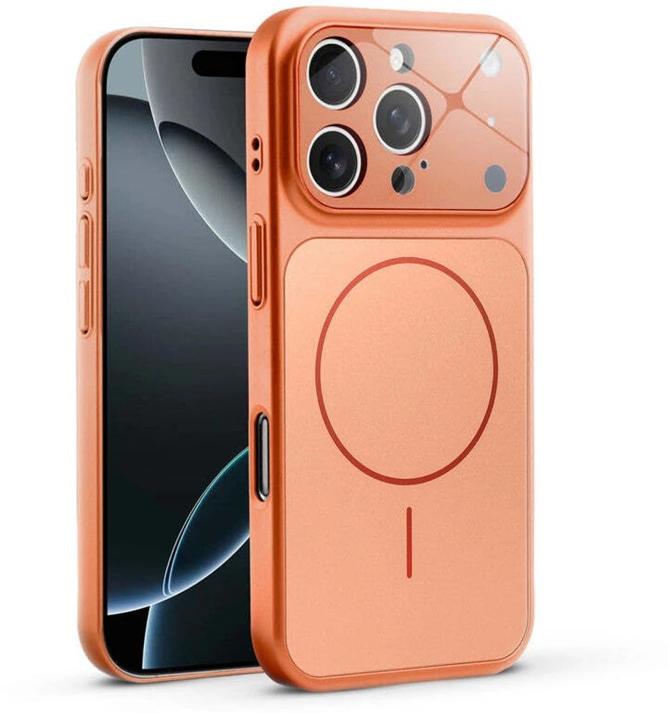 for iPhone 16 Pro Max |Convert to 17 pro /17 Pro Max Style Premium Back Glass Converter Cover Magnetic Case for iPhone 16 Pro Max (Orange) — Amazon image 4