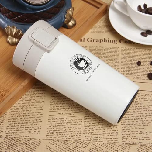 Image of BK 10 IMPORT & EXPORT Vacuum Insulation Cup with Lid, Stainless Steel, Hot & Cold Coffee, Tea for Travelling, Office (White, 360 ml)