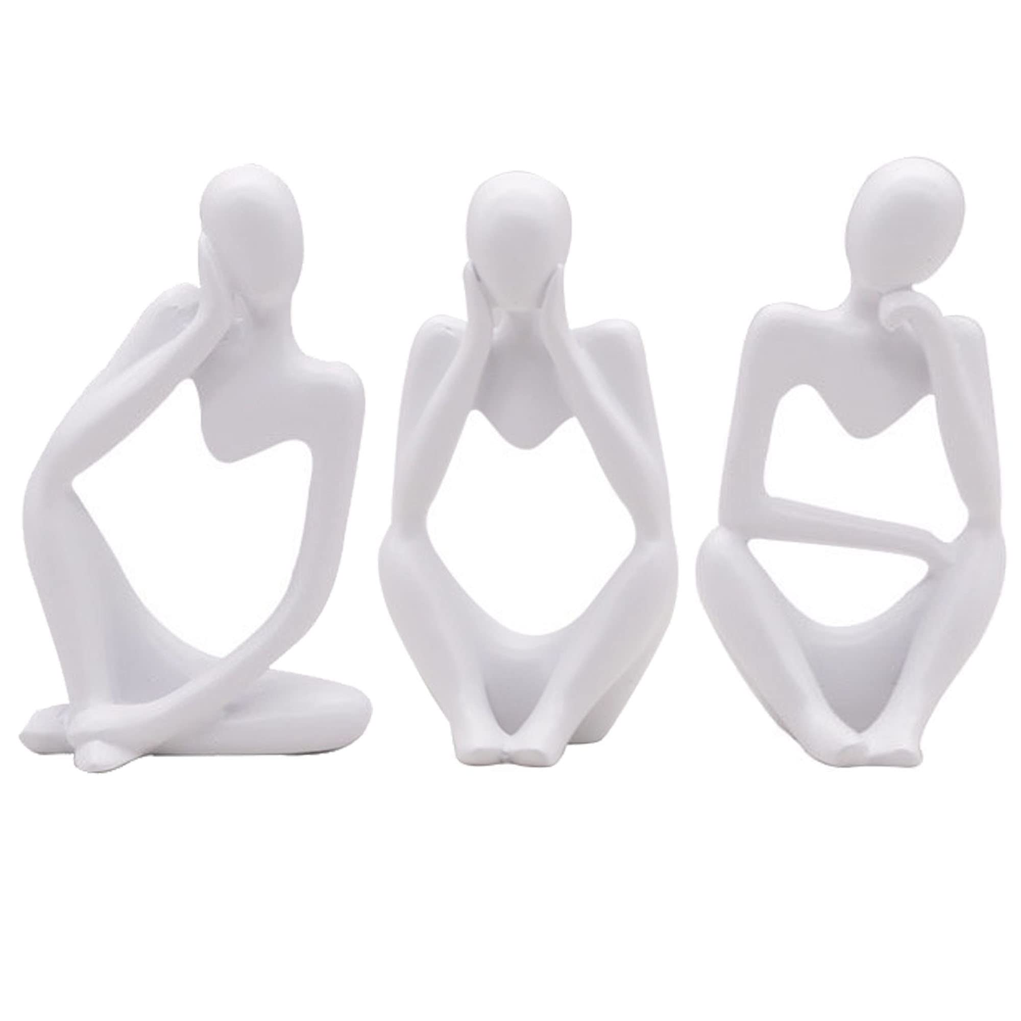 Estatua Pensador Moderno, Abstracto Adorno Salon Moderno, Abstracto Estatua Resinoso Moderno, Artístico Figura Decoracion Salon, Ornamento Arte, Decoracion para Casa Hogar Salon Escritorio (Blanco)