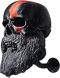 Personalized Cool Wall Mount Motorcycle Skull Helmet Holder, Skull with Beard-Helmet Rack,Removable Resin Crafts Motorcycle Helmet, Hanger for Coats, Bike,Baseballs and Rugby Helmet Caps,