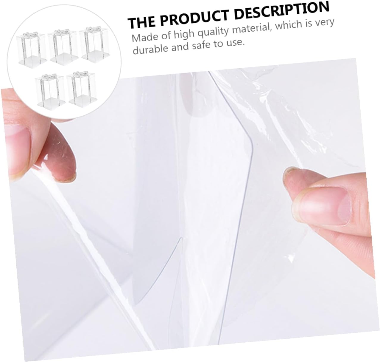 5pcs 8-inch Cake Box Set, Food-grade Pet Baking Cake Carrier with Lid and Ribbon, Double-layer 26x26x25cm, Birthday and Party Dessert Packaging Containers