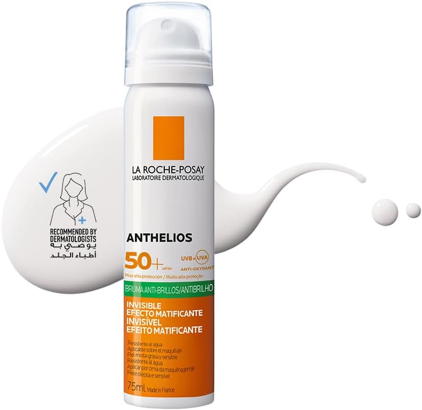 Anthelios UVMune 400 Anti-Shine Fresh Mist Sunscreen SPF 50+ for Men/Women; Dermatologically-Tested Sunblock for All Skin Types 75ML