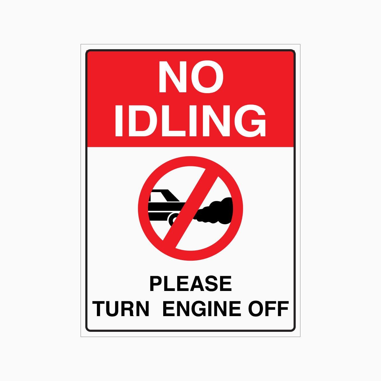 NO IDLING PLEASE TURN ENGINE OFF Sign, 12x8 Inch Metal Tin Sign, Vehicle Regulation Plaque for Parking Lots and Yard Areas