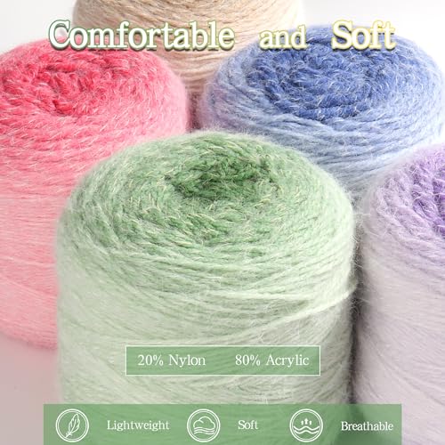 Image of Katech Ombre Yarn for Crocheting-Large Skein of Gradient Yarn Cake-2 Pack of 200g /7.05 oz-80% Acrylic,20% Nylon- #4 Medium-Perfect for Star Blankets, Scarves, Shawls and Garments (E)