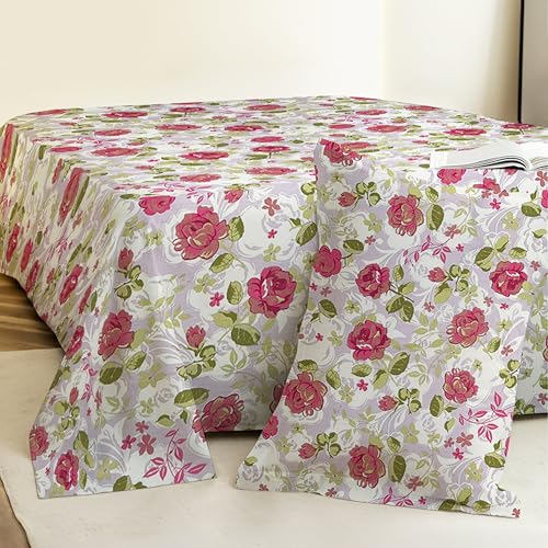 Image of Weave & Decor Cotton Bedsheet for Single Bed 90x60 Inches Soft and Breathable, Includes 1 Pillow Cover 20x30 Inches