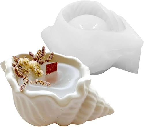 TOPYS Moldes de silicona para tarro de vela, molde de vela de caracola, molde de contenedor de plantación de suculentas en forma de concha para