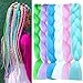 Zifeiya Colorful Braiding Hair 24inch Colored Hair Extensions for Braids 6pcs Multicolor Rainbow Braiding Hair for Kids Girls Women