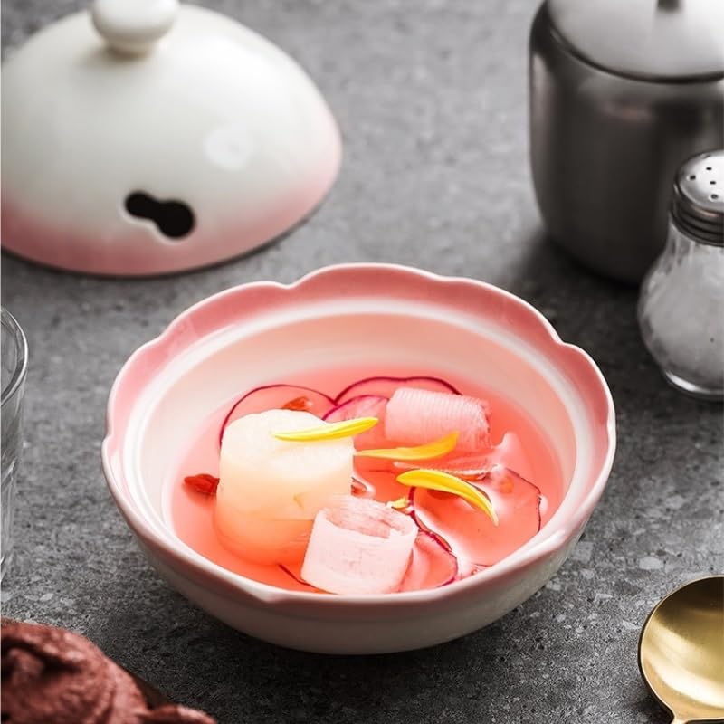 Miski do zupy Ceramiczna miska na zupę z pokrywką Zimna miska do pieczenia Domowa miska na lody Restauracja Miska deserowa Różowa miska na wodę cukrową Miski obiadowe