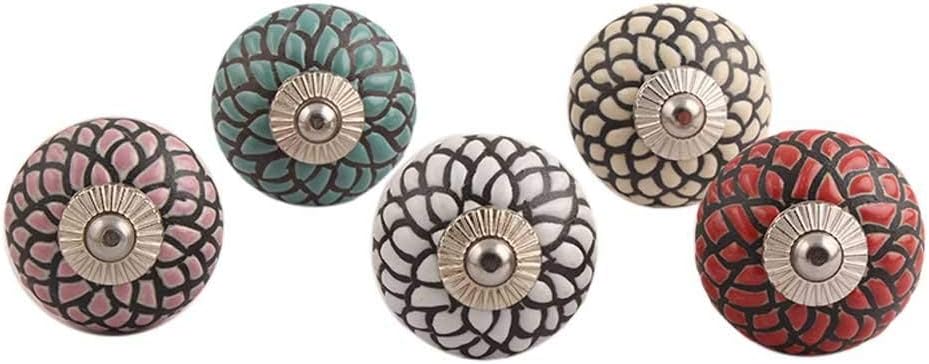 Indian Shelf Pack of 30 Multicolor Drawer Knobs- Ceramic Kitchen Cabinet Knobs- Round Drawer Pulls- Cabinet Knobs- Dresser Knobs- Drawers Knobs- Decorative Dresser Knobs- Cabinet Door Knobs and Pulls