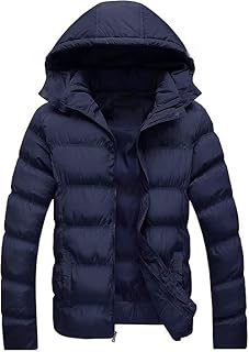WATERPROOF Winter Puffer Jacket, Navy Blue, Hooded Down Coat, Quilted Padded Outerwear