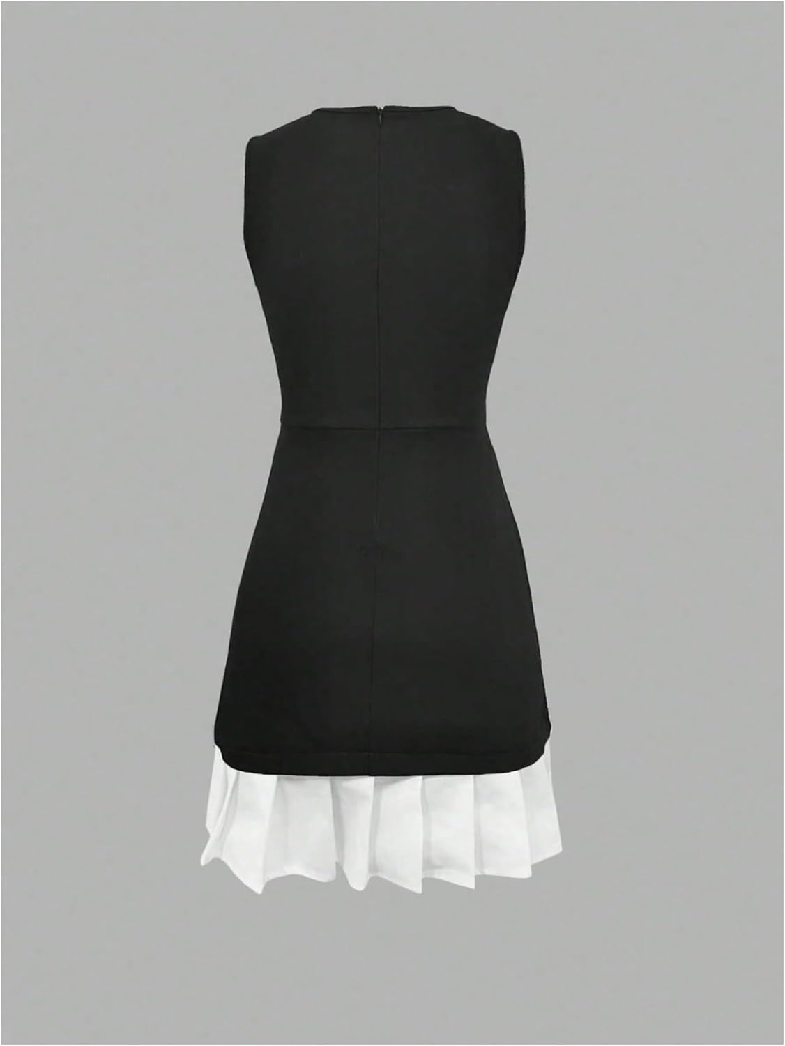 GORGLITTER Women's Color Block Pleated Mini Dress Ruffle Sleeveless Blazer Dress Business Casual Bodycon Bubble Dresses - Image 5