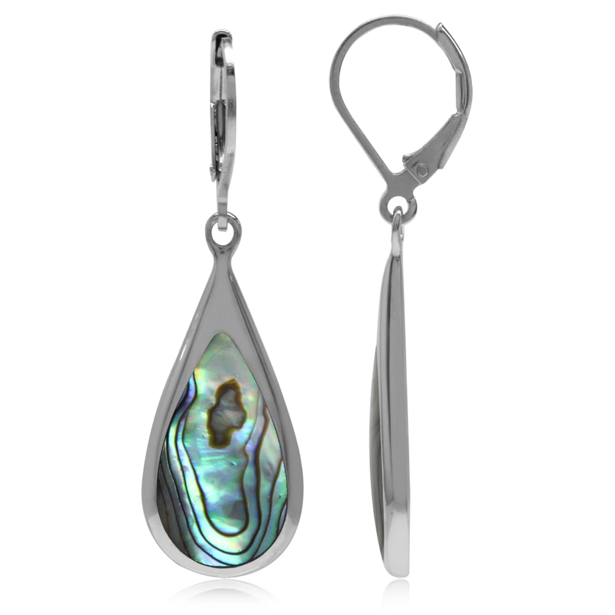 Inlay White Gold Plated 925 Sterling Silver Drop Dangle Leverback Earrings