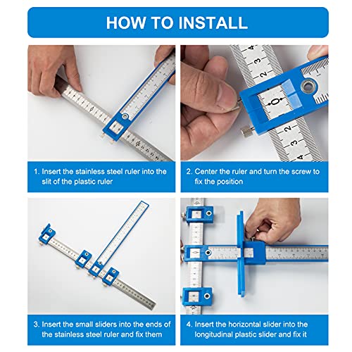 Cabinet Hardware Jig, Punch Locator Drill Guide,Wood Drilling Dowelling Guide for Installation of Handles Knobs on Doors and Drawer, Cabinet Template Tool for Handles and Pulls by TBVHOMM - Image 4