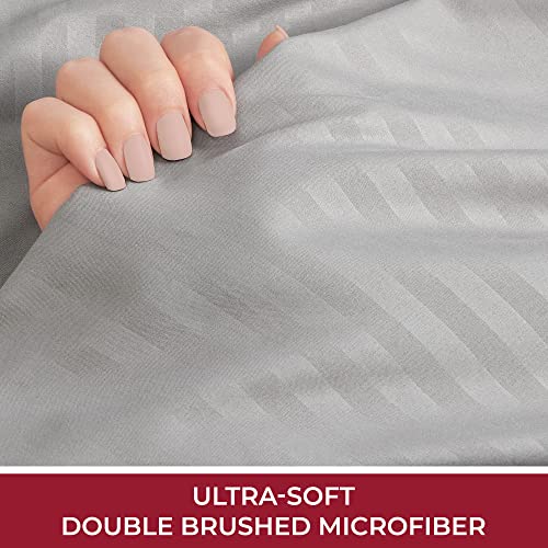 Mellanni Twin Xl Sheet Set - Iconic Collection Bedding Sheets & Pillowcases - Soft, Cooling Bed Sheets - Deep Pocket Up To 16" - Fits College Dorm Mattress - 3 Pc (Twin Xl, Striped Gray/Silver) #TOP5