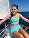Svreeyer Bikinis for Teens Little Kids Girls Summer Swim Bathing Suits Teen Fashion 3 Piece Bikini Boho Swimming Suits Light Blue 15-16 Years