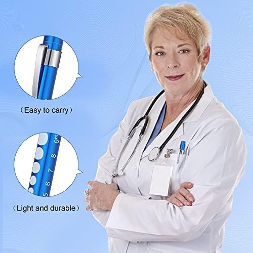 Penlight for Nurses Pen Torch Light Reusable LED Penlight with Pupil Gauge Nurses Pin Light for Torch Nurse Students Doctors with Pocket Clip (Basic Colors,6 Pieces)