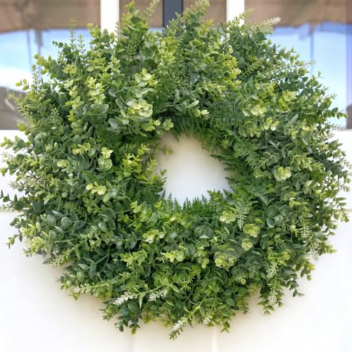 Cankupen 26" Large Green Wreath for Front Door,Artificial All Season Decor