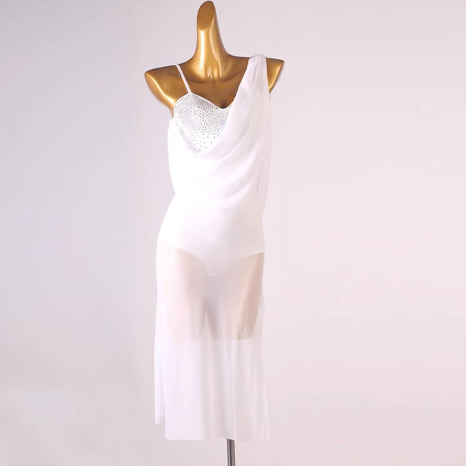 Damen Lyrisch Tanzkleid Ballettkleid Ärmellos Pailletten Trikot Mit Wickelrock Modern Contemporary Tanzkostüme Bühnenanzug