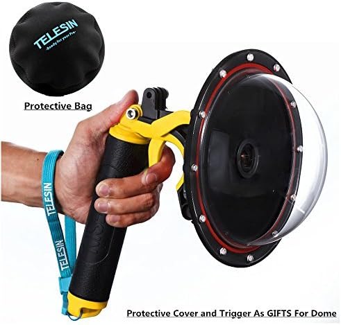 Vicdozia Dome Port Lens Waterproof Housing Diving Case Compatible with GoPro Hero 4, Hero 3+, Hero 3 with Pistol Trigger and Hand Floating Grip Underwater Photography